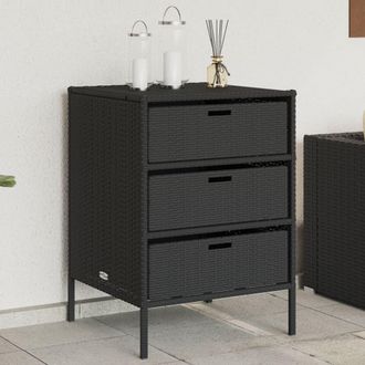 Berkfield Home Garden Storage Cabinet Black 55x59x80 cm Poly Rattan | Size: 55 x 59 x 80 cm