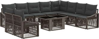 vidaXL Conjunto De Sof&aacute;s De Jard&iacute;n 11 Uds. Gris Y Gris Oscuro Vidaxl