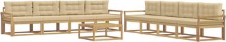 vidaXL Conjunto De Sof&aacute;s De Exterior 9 Uds. Y Beige Poli&eacute;ster Vidaxl