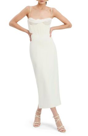 Bardot Martini Corset Cutout Midi Dress in Ivory at Nordstrom, Size 10