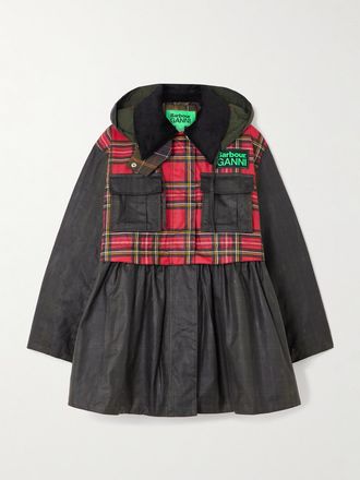 Barbour + Ganni Giacca In Cotone Cerato A Quadri Con Finiture In Velluto A Coste, Cappuccio E Baschina - Multicolore