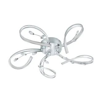 Loops Wall Flush Ceiling Light Chrome Shade White Clear Plastic Crystal LED 5x6.6W