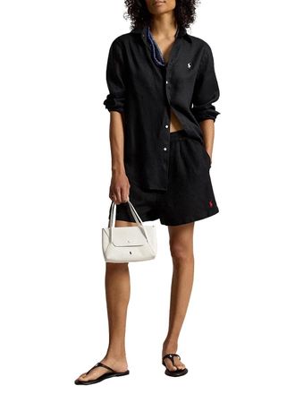 Ralph Lauren Pleated Linen Bermuda Shorts - Black