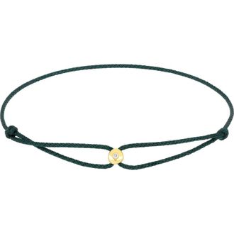 EF Collection Diamond Dot Cord Bracelet in 14K Yellow Gold /Dark Green at Nordstrom
