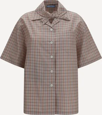 Prada Camicia a maniche corte con stampa a quadri Woman 40