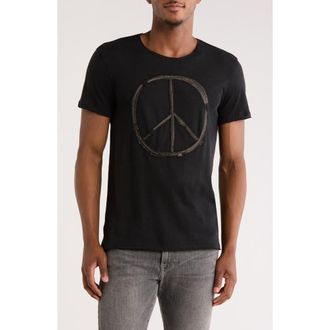 John Varvatos Peace Sign Raw Edge Cotton Graphic T-Shirt in Black at Nordstrom Rack, Size Medium