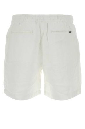 Polo Ralph Lauren Mens White Linen Bermuda Shorts Ceramicwhite Exterior