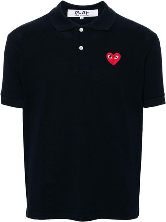 Comme Des Garçons heart-patch cotton polo shirt - unisex - Cotton - L - Blue