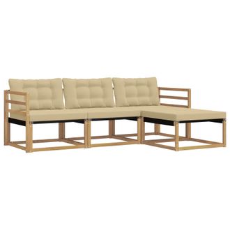 vidaXL Conjunto De Sof&aacute;s De Exterior Con Coj&iacute;n 4 Pcs Y Beige Vidaxl