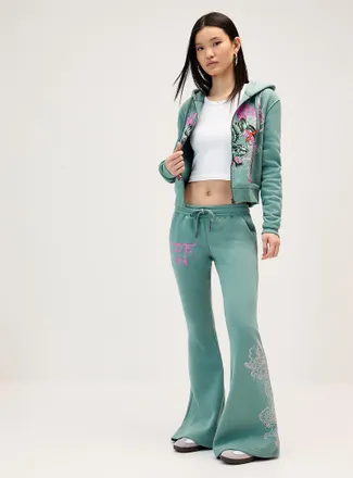 Ed Hardy Womens Illustrated fleece bootcut-leg pant