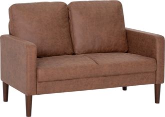 OEM Sof&aacute; De 2 Plazas Tapizado En Microfibra Con Patas De Madera Reposabrazos 130x78x85 Cm Marr&oacute;n