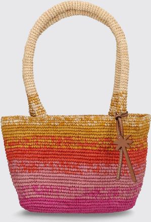 Maneb&igrave; Borsa a spalla Panier in rafia con doppio manico e charm