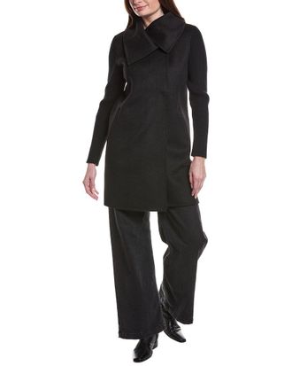 Kenneth Cole Asymmetrical Double Face Wool-Blend Coat