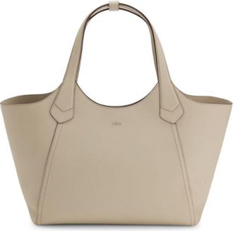 BOSS Leather tote bag with metallic logo lettering