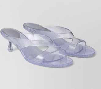 Jimmy Choo London crossover strap glitter kitten heel mules