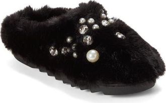 Dearfoams Annabelle Pile Clog with Embellishment in Black at Nordstrom, Size X-Large M