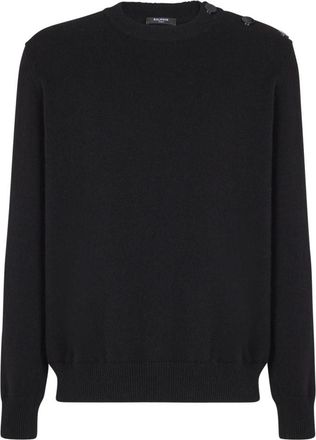 Balmain Fijne eco-cashmere trui - Heren - Ronde hals truien - Zwart - S - Wol - Truien & Vesten