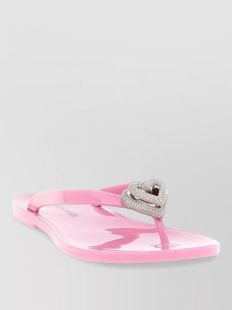 Mach & Mach heart detail flat sole open toe sandals