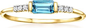 RS Pure by Ross-Simons London Blue Topaz Ring With Diamonds in 14kt Yellow Gold