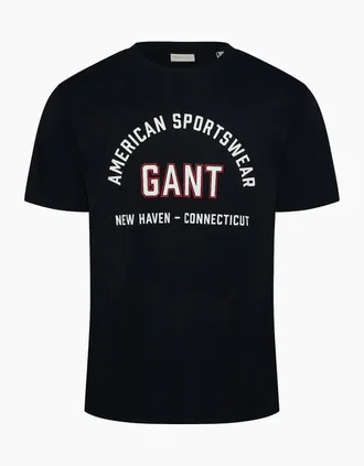 GANT Mens Printed Graphic T - Shirt - Black - Size: 40