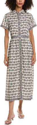 Max Studio Short Sleeve Button Front Midi Dress