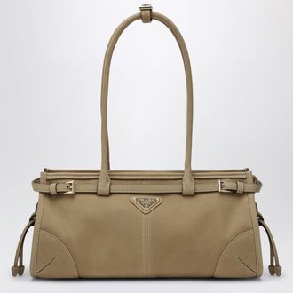 Prada Bonnie medium handbag in beige nubuck leather
