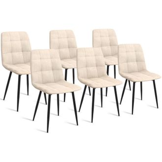IDMarket Set di 6 sedie da pranzo mila in velluto beige