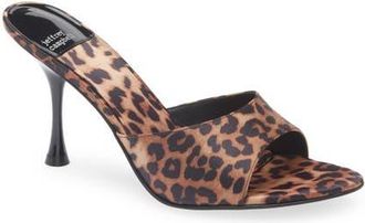 Jeffrey Campbell Agent Slide Sandal in Beige Black Cheetah Satin at Nordstrom, Size 5.5
