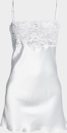 Christine Lingerie Bijoux Lace-Trim Silk Chemise
