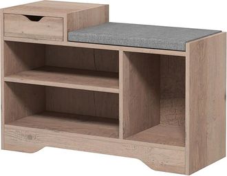 HOMCOM Homcom - Scarpiera Moderna con 3 Ripiani Aperti e Cassetti in Legno Grigio