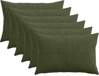 vidaXL Funda De Almohada 6 Pcs Almelo Verde 30 X 50 Cm Pana Vidaxl