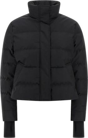 Alexander McQueen Jassen, Dames, Zwart, L, Leer, Cropped Pufferjack