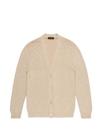 Zanone Neutral Textured Knit Button-Down Cardigan