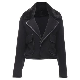 Dsquared2 Dsquared mink fur collar leather trim cotton wool jacket