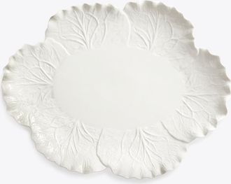 Tory Burch Womens Lettuce Ware Oval Serving Platter in White, One Size