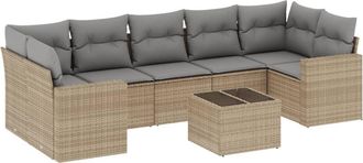 vidaXL Vidaxl - Juego De Sof&aacute;s De Jard&iacute;n Con Cojines Beige 8 Pzas Rat&aacute;n Pe