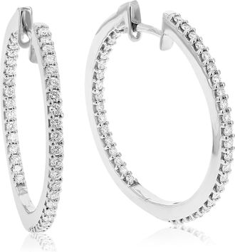 Vir Jewels 1 cttw Lab Grown Diamond Hoops Earrings in Sterling Silver With Hidden Post For Women