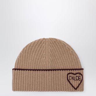Chlo&eacute; Encoeur wool and cashmere beanie in bleached brown