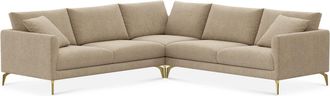 Castlery Lena L-Shaped Sectional Sofa Customized, (Washed Chenille) Sand (Brass Legs), Machine Washable, Removable Covers for Sofas, Castlery
