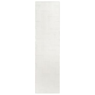 Beliani Alfombra Para Sal&oacute;n Estilo Moderno Forma Rectangular Jacquard 80 X 300 Cm Pelo Corto Blanco Crema Gingera