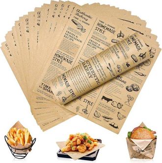 OEM Papel Alimentario, Papel Aceitado Alimentos, Papel Embalaje Desechable, Papel Retro S&aacute;ndwiches Patatas Fritas, Hamburguesas Pasteles (25 X 25 Cm)