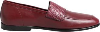 Dolce & Gabbana Burgundy Leather Formal Slip On Mens Shoes