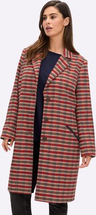 Sheego Kurzmantel SHEEGO, Damen, Gr. 40, sand, kirsche, gemustert, 90% Polyester, 10% Wolle, kariert, M&auml;ntel Kurzmantel