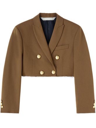 Palm Angels Brown Double-breasted Cropped Blazer