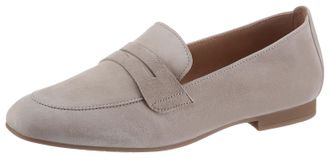Gabor Loafer GABOR, Damen, Gr. 37, grau (hellgrau), Ziegenveloursleder, unifarben, Schuhe Loafer, Slipper,Businessschuh mit dezentem Blockabsatz