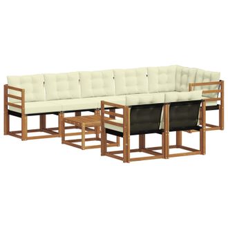 vidaXL Conjunto De Sof&aacute;s De Exterior Con Coj&iacute;n 9 Pcs Natural Y Crema Vidaxl