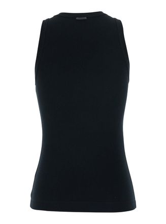 Brunello Cucinelli Womens Top Black Ribbed Cotton Tops