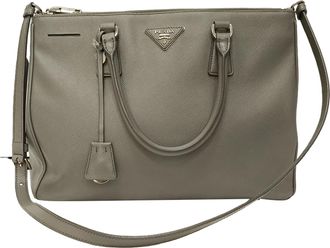 Prada Pre-owned Womens Medium Galleria Double Zip Tote Bag in Grey Saffiano Leather Calf Leather - One Size