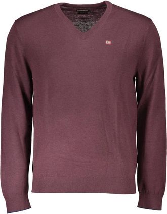 Napapijri Kleding - Heren - V-hals truien - Rood - S - Truien & Vesten