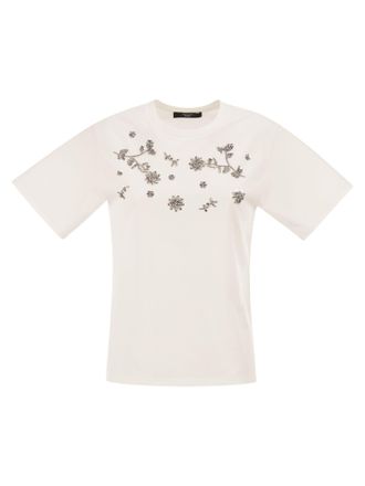 Max Mara Weekend Maxmara Wkdagile Jersey T Shirt With Print And Embroidery